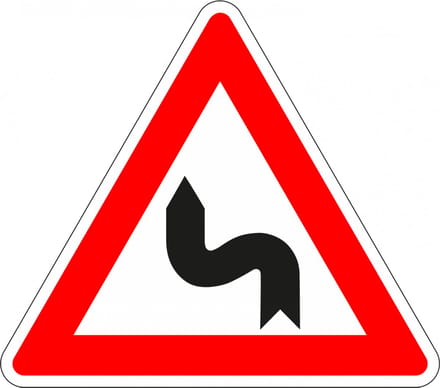 S bocht links sticker, J5 300 mm