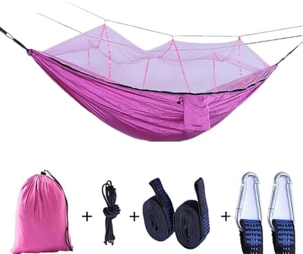 Hangbed - Kampeerbed - Buiten Ontspannen - Lichtgewicht Draagbaar - 260 x 140 cm - Roze