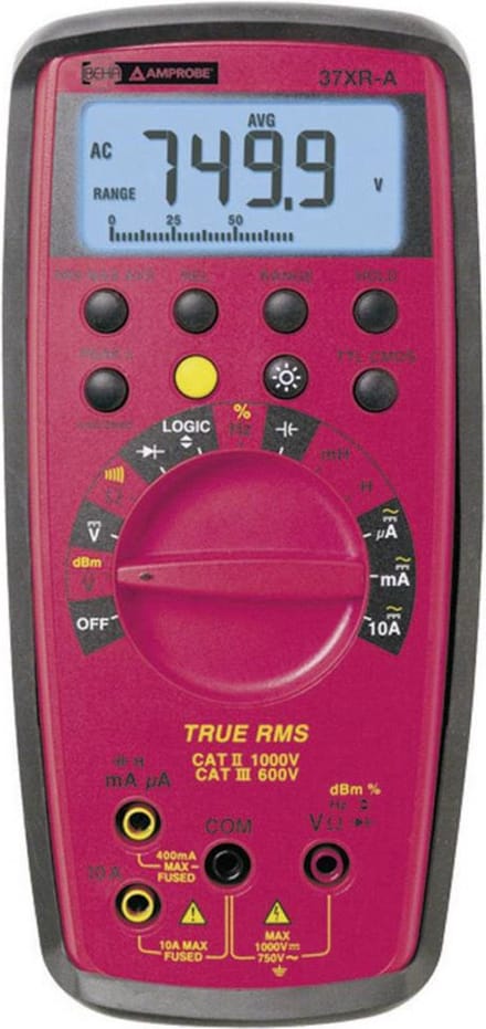 Beha Amprobe 37XR-A-D Multimeter Digitaal Beeldscherm met achtergrondverlichting, Capaciteitsmeting, Doorgangstest CAT II 1000 V, CAT III 600 V Weergave