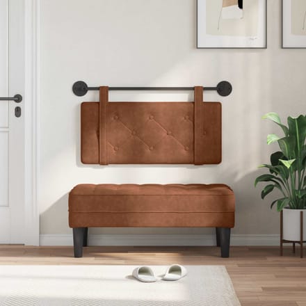 vidaXL - Hangend - hoofdbord - Bruin - Antiek - PU