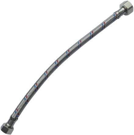 Dailygoods- Flexibele Aansluitingsslang 300mm - 1/2 inch/3/8 inch Draad - Rubber/RVS - Max. Temperatuur 90°C - Max. Druk 1 MPa - Doorlaat 32 l/min