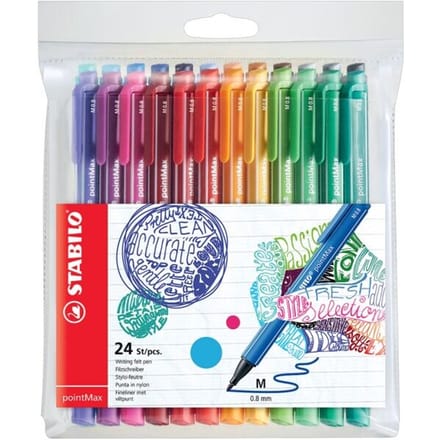STABILO pointMax - Hardtip Fineliner 0,8 mm - Nylon Punt - Etui Met 24 Kleuren