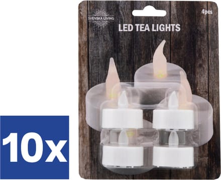 Led Theelicht op batterij - 10 x 4 stuks