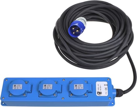 ProPlus Stekkerdoos - CEE naar 3x Schuko - 20 meter - IP44 - Neopreen kabel