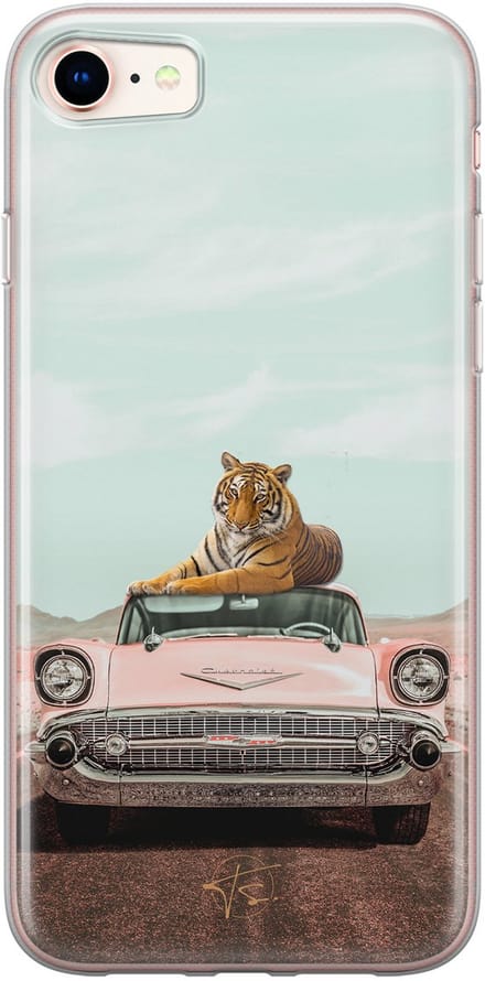 Hoesje geschikt voor iPhone SE (2020) - Chill tijger - Soft Case - TPU - Print - Multi - ELLECHIQ