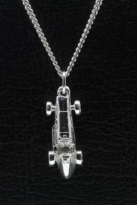 Zilveren Ferrari racewagen ketting hanger