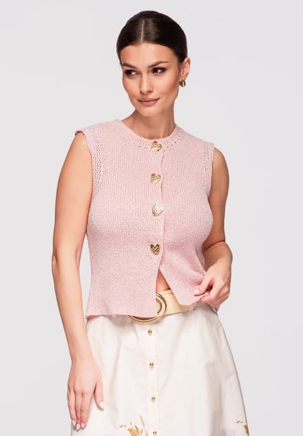 OMBRE Gilet - Slim Fit - Mouwloos - Knopen Roos S