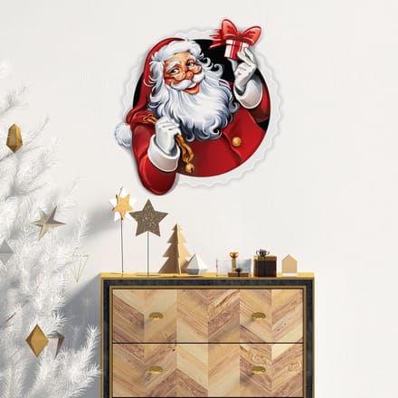 Kerststicker met de Kerstman - Zelfklevende kerststickers - Feestelijke decoraties - 30x30cm