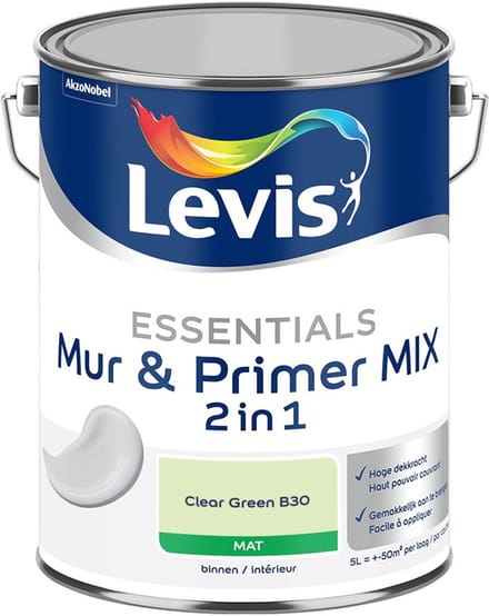 Levis - Essentials Mur & Primer Mix - Clear Green B30 - Mengverf - 5 L