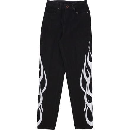 Heren Jeans Flames Denim Broek Zwart/wit
