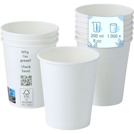 GGM Gastro (1000 Stück) Pappbecher - 200ml - Ø 80mm - Weiß