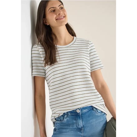 Shirt met korte mouwen, ronde hals en structuur