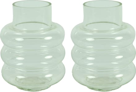 Countryfield Bloemenvaas Bubbles - 2x - helder transparant - glas - D17 x H22 cm