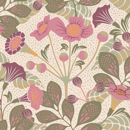 Boråstapeter Vliesbehang 1474 - Swedish Designers - Botanisch Roze - 53cm x 10.05m