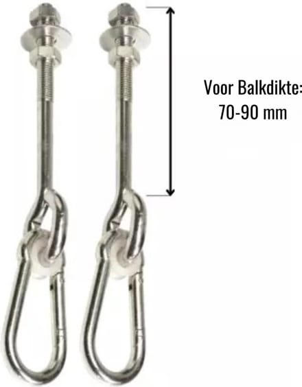2 Stuks Schommelhaken met Karabijnhaak M12 100mm
