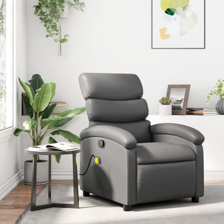 vidaXL - Massagestoel - van - grijs - kunstleer