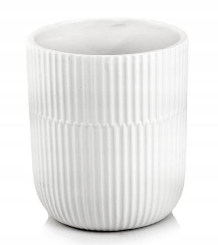 Polnix - Keramische Bloempot - Okrug - Wit - Mat - Ribbels - 13cm