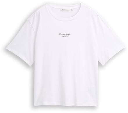 Tom Tailor Denim - Boxy fit T-shirt met borduursel - Maat XXL - White