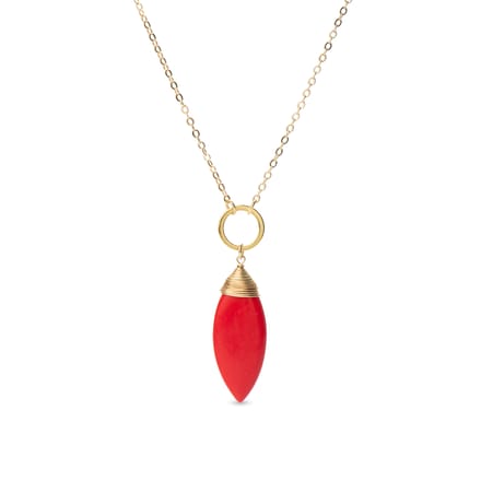 Luxenter collier, metaallegering en koralen collier met 18K vergulde afwerking