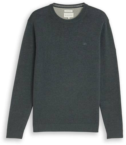 Tom Tailor - Basic gebreide trui van katoen - Maat L - darkest olive melange