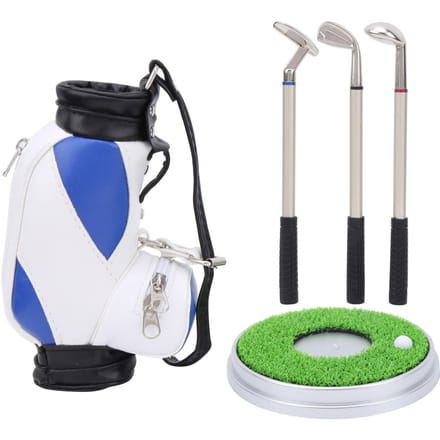 Mini Desktop Zinklegering Golftas Penhouder Basis met Golfpennen Souvenir Set CadeauBlauw Wit black
