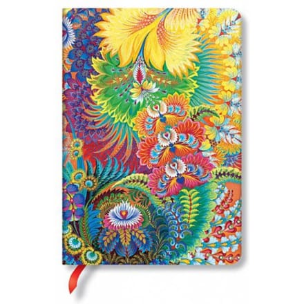 Paperblanks cahier, formaat 12 x 17 cm., uitvoering olena's garden dayspring midi, blanco