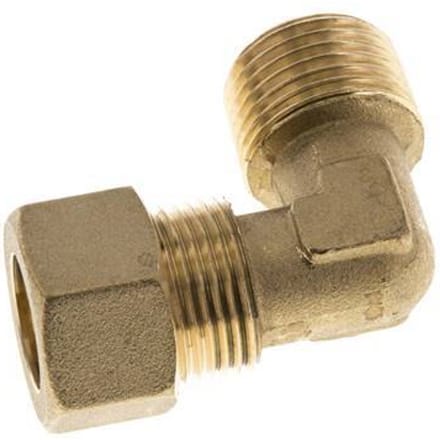 R 1/2'' Buitendraad x 15mm Messing L-Knelfitting 90 graden 82 Bar DIN EN 1254-2