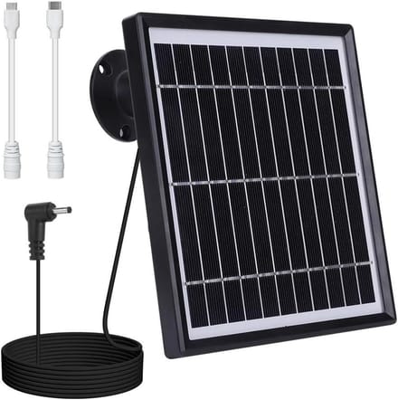 Zonnepaneel - Energie Oplader - Camera Voeden - 360° Verstelbaar - 3.5m Kabel - Zwart