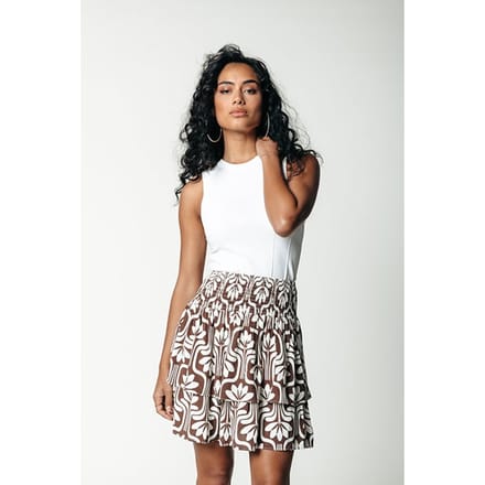 Colourful Rebel Daphne Retro Flower Two Layer Mini Skirt Brown Größe: S | Miniröcke Outlet | Damen | Braun