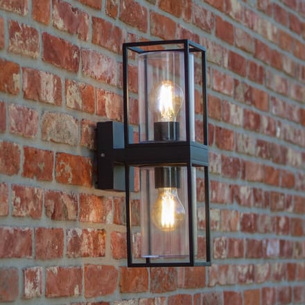 LUTEC Buitenwandlamp FLAIR, zwart, 39 cm, 2 x E27, IP44