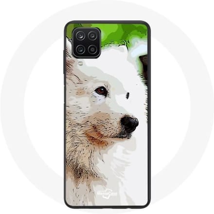 Samsung Galaxy A12 Hoesje Witte Samojeed Hond wit
