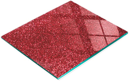 Multifunctionele decoratieve glazen snijplank voor de keuken, rood met glitter, 60x52 cm