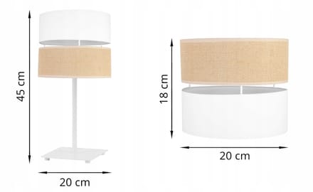 Light-Home JUTA GIA 2450 - Tafellamp - Metaal - Stoffen Lampenkap - Wit