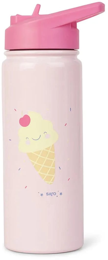 Saro Thermosfles Met Rietje 500ml Roze Kinderen