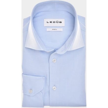 Ledub modern fit overhemd - popeline - lichtblauw - Strijkvriendelijk - Boordmaat: 38