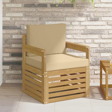vidaXL - 2 - Stuk - Buiten - bank - set - Polyester - Wit - En - Beige