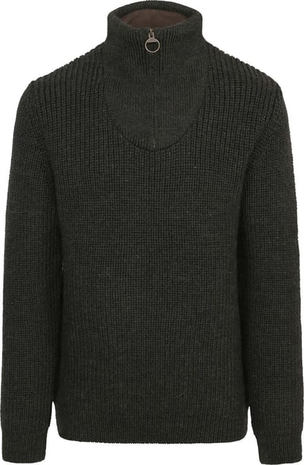 Barbour New Tyne Zip Trui Wol Olijfgroen - Maat XL - Heren - Schipperstrui