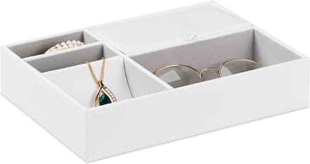 sieraden organizer - 5 vakken - juwelendoos - 5 x 25,5 x 18,5 cm - voor lade - wit