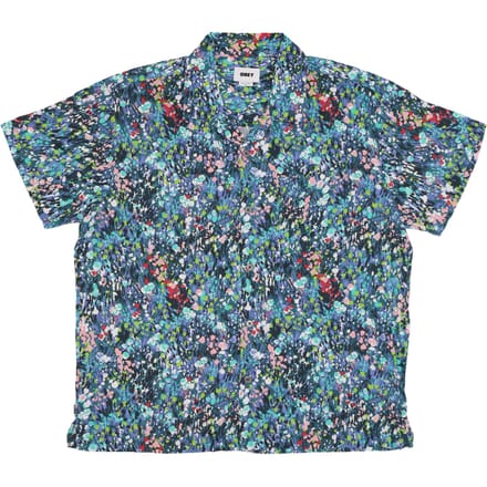 Heren overhemd met korte mouwen The Garden Woven Shirt Teal Blue Multi