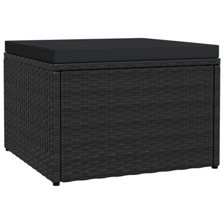 vidaXL - Tuinvoetenbank - met - kussen - poly - rattan - zwart