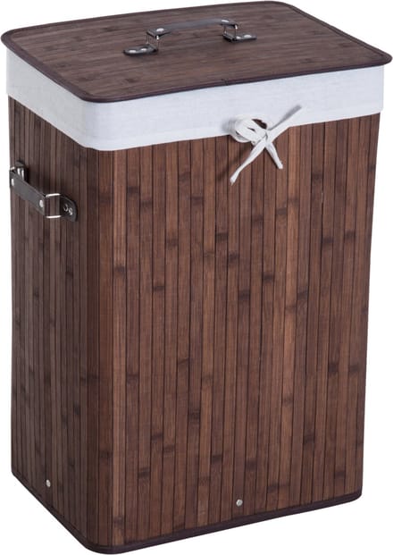 Clruro Waskorf - 40 x 30 x 60 cm - Vouwbaar Wasmand met Deksel - 72L - Bambus - Donkerbruin