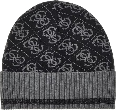 Guess Vezzola Knit Heren Beanie/Muts - Black Dark Grey - Maat L