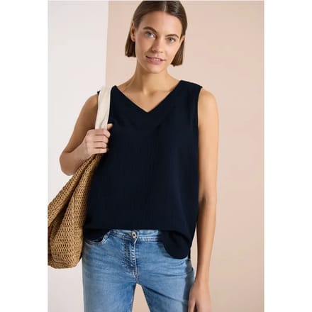 Blousetop met V-hals van mousseline