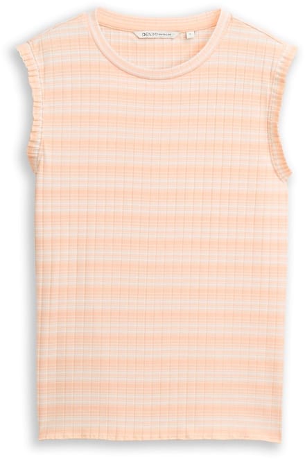 Tom Tailor Denim - Top met streepjesmotief - Maat M - apricot white gradient stripe