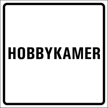 Hobbykamer sticker, wit zwart 300 x 300 mm
