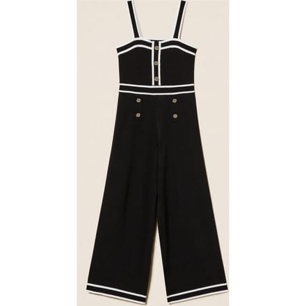 gebreide jurk met zwart-wit baby trim