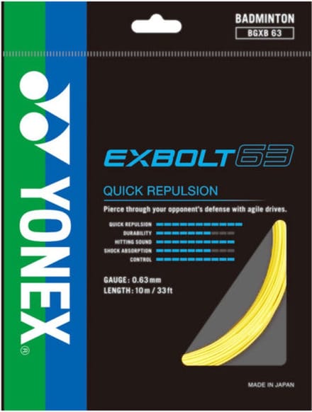 Yonex Exbolt 63 geel badmintonsnaar - Yonex set 10m