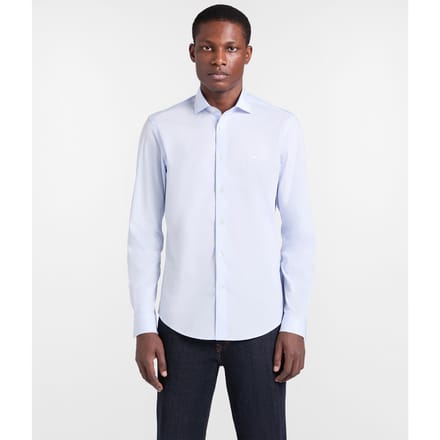 shirt in popeline stretch man blauw