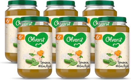 Olvarit Babymaaltijd 6+ Maanden – Spinazie Witvis Rijst – 6 x 200g