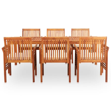 vidaXL - 7-delige - Tuinset - met - kussens - massief - acaciahout